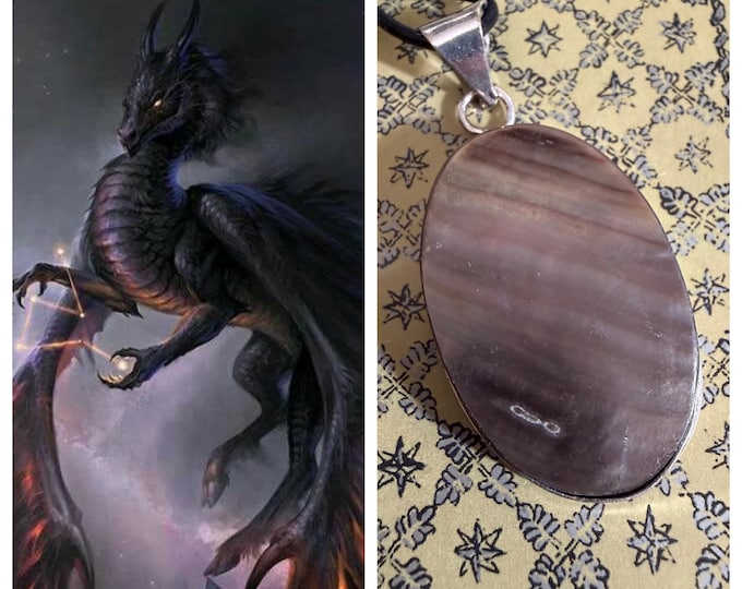 Female Black Artes Dragon "Vreza" (vree-zah) Living Entity Companion, Spirit Vessel Necklace, Tier 2