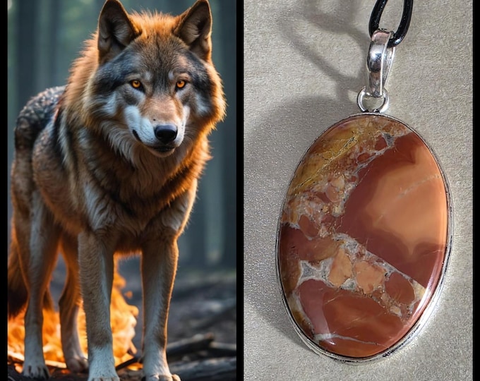 Fire Elemental Wolf "Arfleron" Spirit Companion, Spirit Vessel Necklace, Tier 2