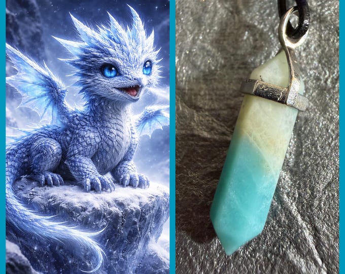 Baby Ice Dragon "Solirso" Living Entity Companion, Spirit Vessel Necklace, Tier 2