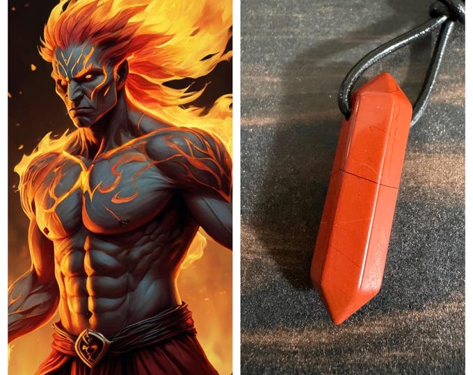 Fire Djinn "Fralgric" Spirit Companion, Spirit Vessel Necklace, Tier 1