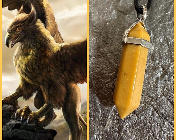 Gold Gryphon "Iregor" (eye-reh-gore) Spirit Companion, Spirit Vessel Necklace, Tier 1