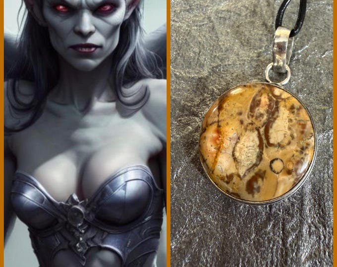 Female Gargoyle Spirit Companion "Olzega", Spirit Vessel Necklace, Tier 2