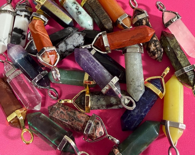 Crystal Pendant, Bullet Point Stone Pendant- Chosen at complete RANDOM.