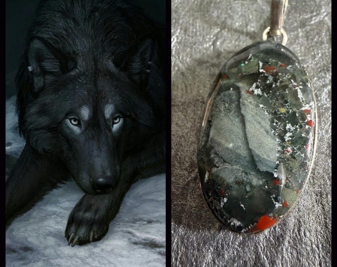 Black Wolf "Zemjor" Spirit Companion, Spirit Vessel Necklace, Tier 2