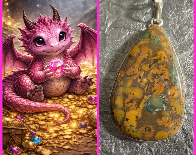 Baby Female Treasure Trove Wealth Dragon "Calretta" Living Entity Companion, Spirit Vessel Necklace, Tier 2