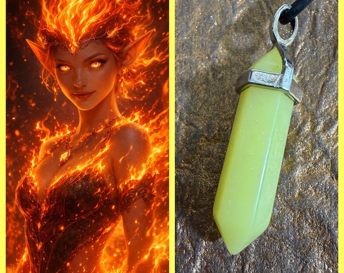 Female Fire Sprite "Orflera" Spirit Companion, Spirit Vessel Necklace, Tier 1