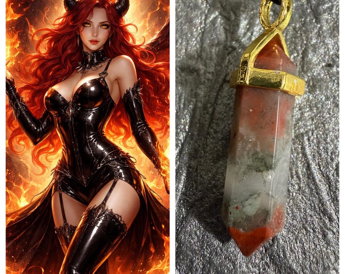 Fire Elemental Succubus Spirit Companion "Sarga", Spirit Vessel Necklace, Tier 3