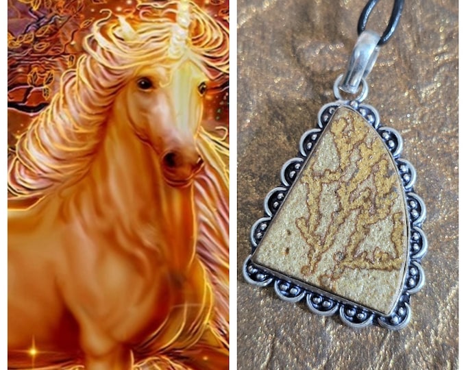 Golden Unicorn "Solirin" Spirit Companion, Spirit Vessel Necklace, Tier 1