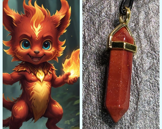 Fire Sprite "Salferro" Spirit Companion, Spirit Vessel Necklace, Tier 1