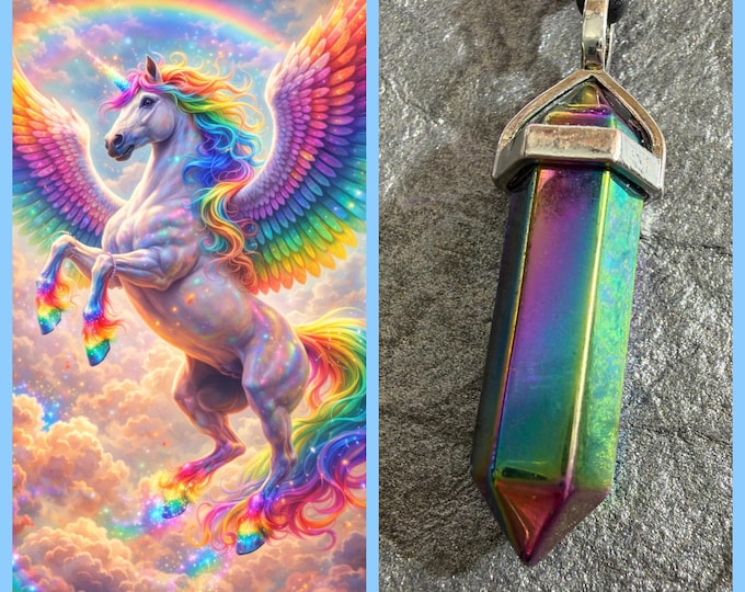 Rainbow Pegasus "Loro" Spirit Companion, Spirit Vessel Necklace, Tier 1