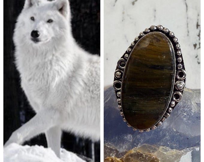 Female Arctic Wolf "Kamla" Spirit Companion, Spirit Vessel Ring, Tier 2