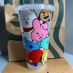 Custom BT21 Starbucks Venti Cold Cup, Reusable 24oz