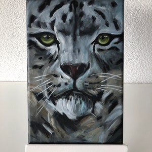 Original painting Snow Leopard wall art decor, wildlife artwork