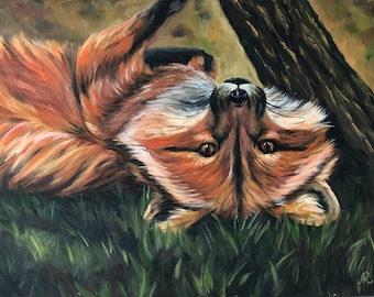 Original Red Fox wall art decor oil painting
