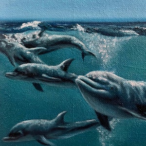 Original painting Dolphin painting wall art decor sea life picture