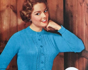 Vintage Knitting Pattern - Patons and Baldwins C-499 Longline Cardigan DIGITAL PDF Download