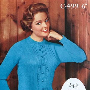 Vintage Knitting Pattern - Patons and Baldwins C-499 Longline Cardigan DIGITAL PDF Download