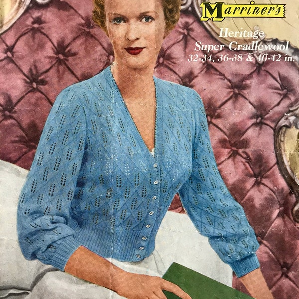 Vintage Knitting Pattern - Marriner’s 297 Candlelight Bedjacket PDF DIGITAL DOWNLOAD