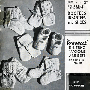 Vintage Knitting Pattern - 1920s 1930s 304 Scotch Wool & Hosiery Stores  Baby Bootees Infantees and Shoes DIGITAL PDF Download