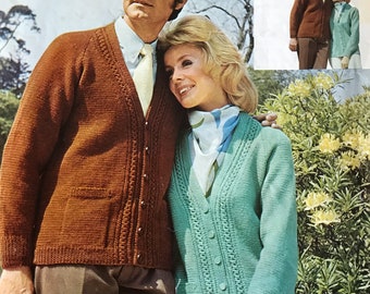 Padrão de tricô vintage - Patons 6342 Cardigan DIGITAL PDF Download