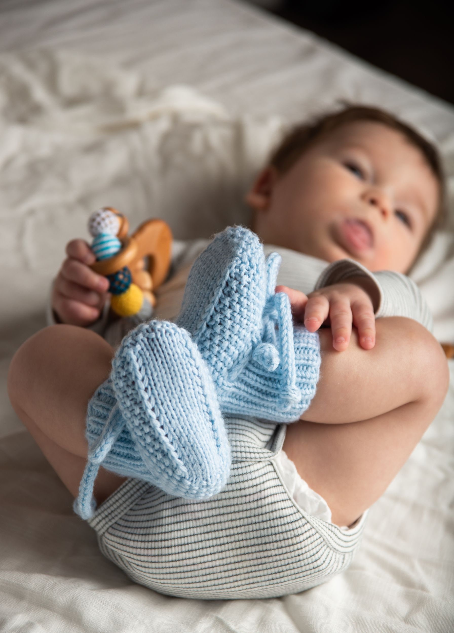 Blue baby booties Hand knitted baby socks Newborn shoes for Etsy