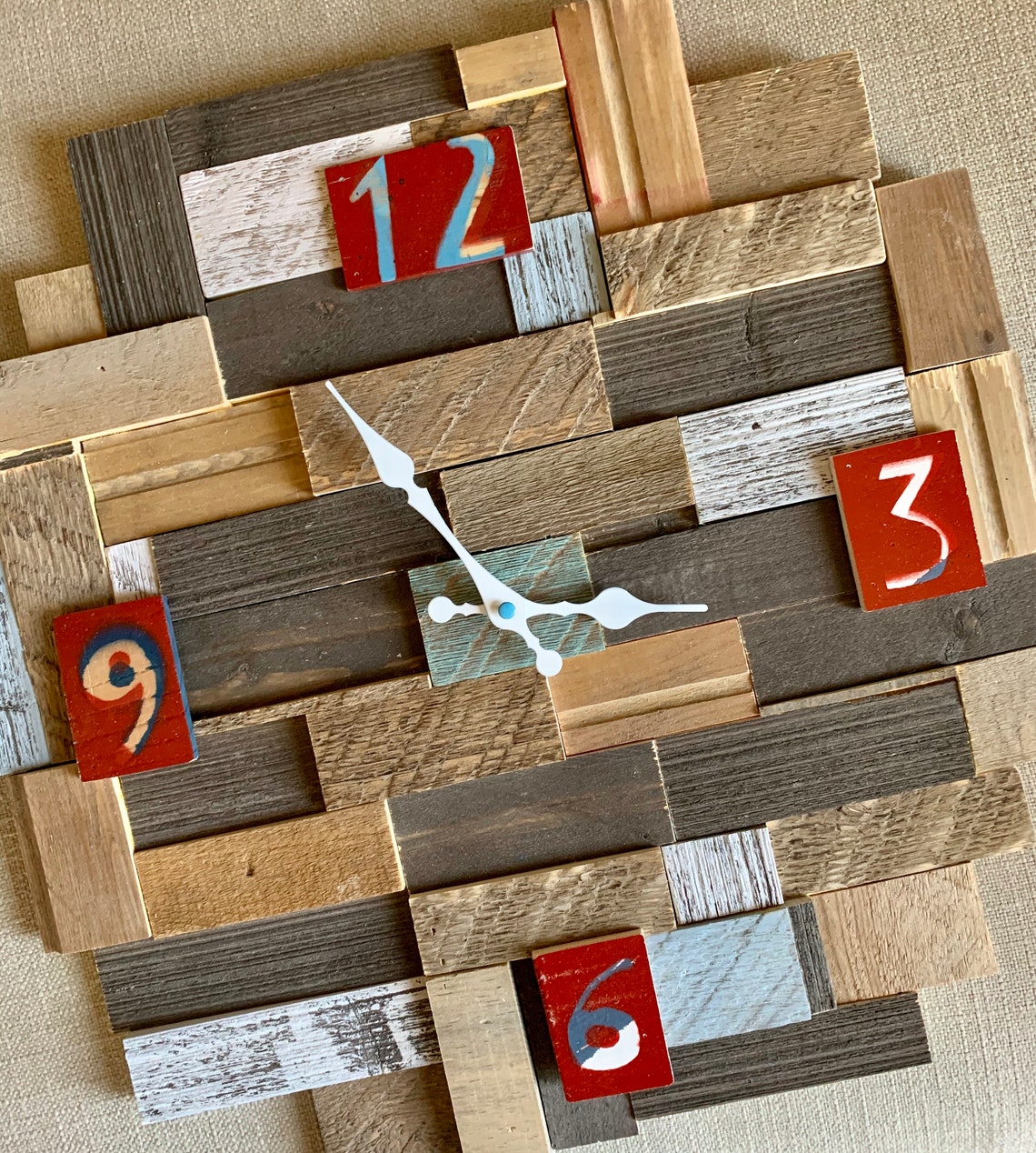 Barn Wood Wall Clock Boho Wall Hanging Clock Wall Art Etsy