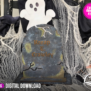 Haunted Grafsteen, SVG Laser Cut Files voor Glowforge, Multi-layer, Digitale Download, Glowforge Cut File, Wall Art, Silhouet