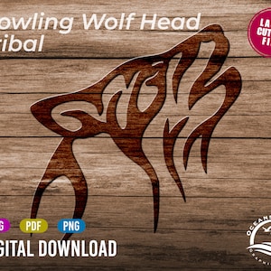 Howling Wolf Design, Digitale Download, Glowforge Cut File, Laser, Silhouet, Wolf Decor, Commerciële Licentie