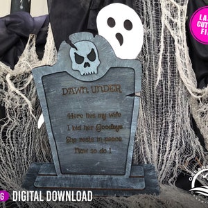 Haunted Headstone Ghost, SVG Laser Cut Files voor Glowforge, Multi-layer, Digitale Download, Glowforge Cut File, Wall Art, Silhouet