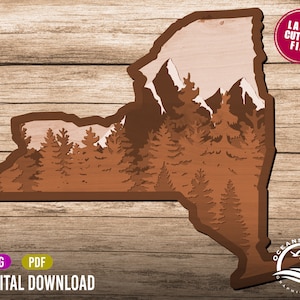 Insegna del muro di New York, Arte della parete a strati 3D, Download digitale, File di taglio Glowforge, Arte della parete, Silhouette, Arredamento, Licenza commerciale