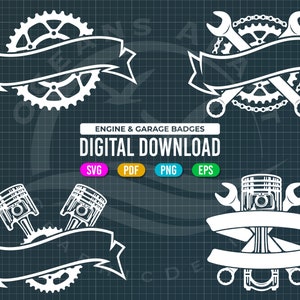 Bundel van 4 Garage Badges Vector SVG, Cadeau voor hem, Cadeau voor papa, Digitale download, Cut-bestand, Laser, Silhouet, Commerciële licentie