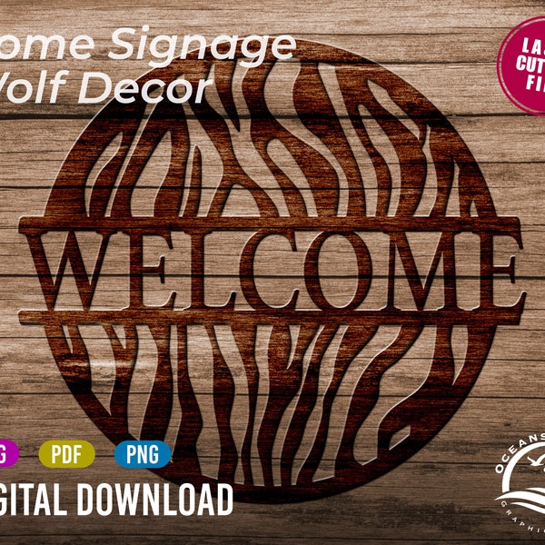 Personalizable Zebra Print Name Sign, Welcome Sign, Digital Download, Glowforge Cut File, Laser, Silhouette, Commercial License