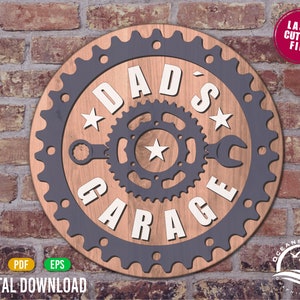 Dads Garage Sign, Fathers Day, Wall Art, Gift for Him, Vector SVG, Digital Download, Cut File, Laser, Silhouette, Commercial License