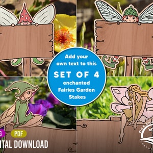 Fairy Garden Stake Bundle, Digitale Download, Glowforge Cut File, Laser, Silhouet, Decor, Commerciële licentie