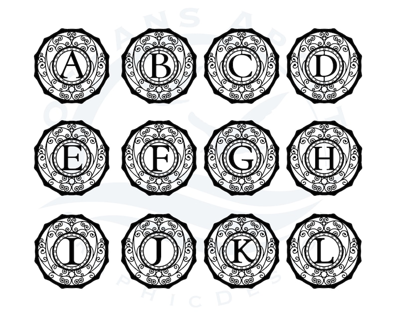 Filigree Monogram Wall Sign Digital Download, SVG, Silhouette ...