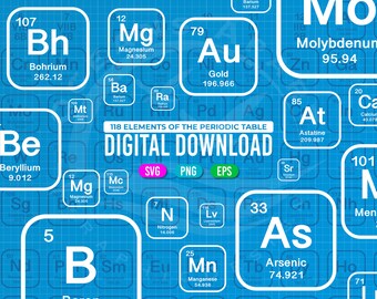 118 Periodic Table of Elements SVG Files Chemistry Elements Cut Files ...