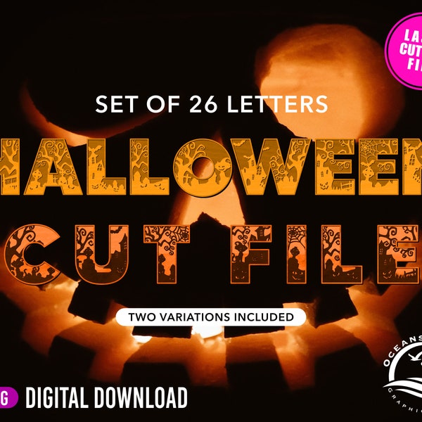 Halloween Alphabet SVG Laser Cut Files for Glowforge, Multi-layer, Digital Download, Glowforge Cut File, Wall Art, Silhouette