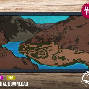 3D Layered Grand Canyon, Digital Download, Glowforge Cut File, Wall Art, Silhouette, Decor, Commercial License,  Rectangle Wall Art