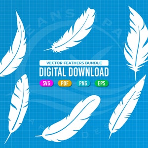 Feather Digital Download, Dekoracja ścienna, Dekoracja pokoju, Plik do cięcia Glowforge, Laser, Sylwetka, Licencja komercyjna