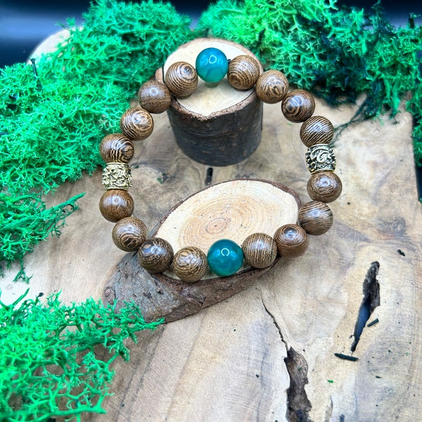 Schönes Holz Armband mit Drachenstein