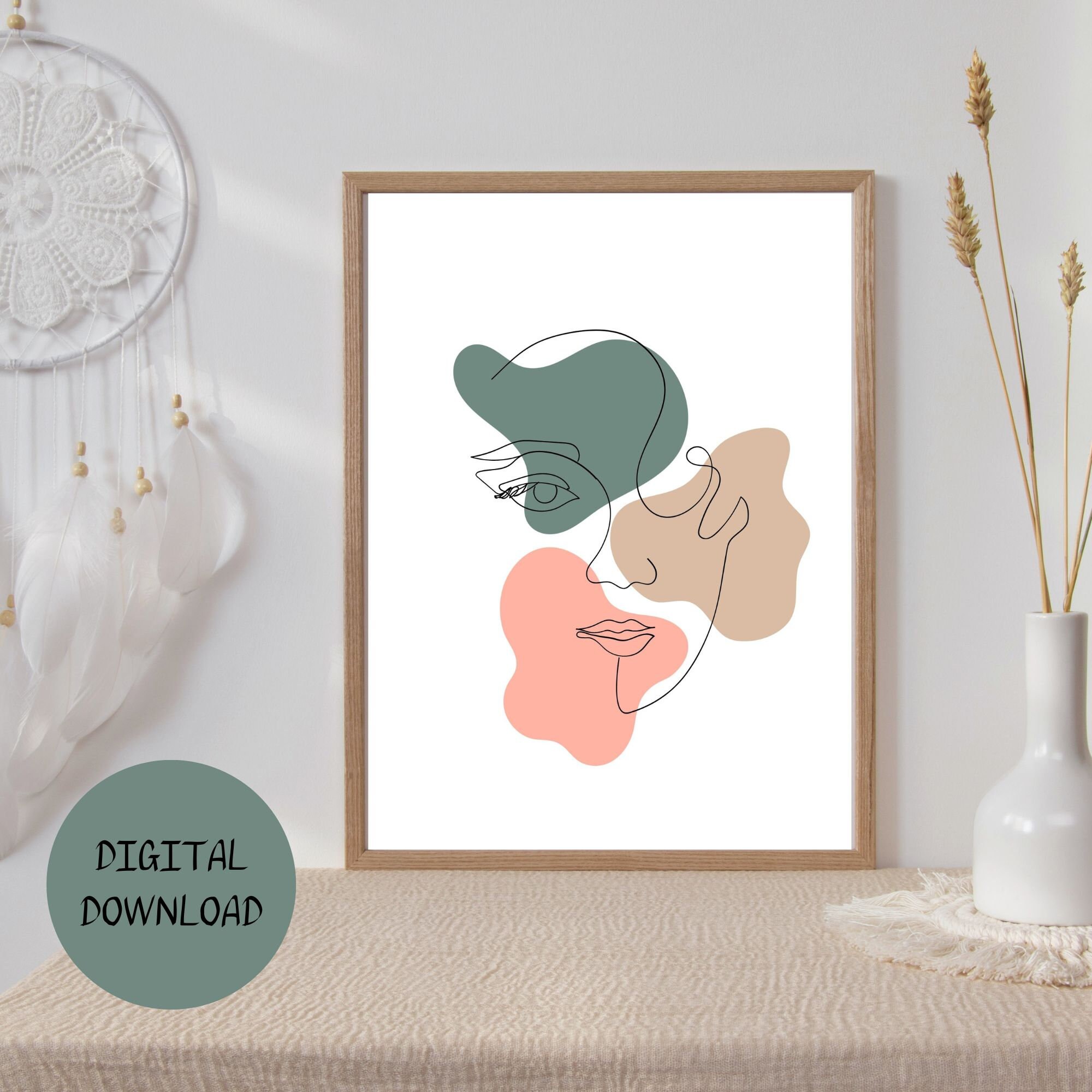 Woman Face Line Art Printable | Minimalist Printable Wall Art | Female ...