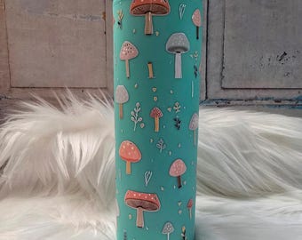 Vaso de plástico con forma de hongo, de 16 oz, con tapa, con pajita y para café helado.