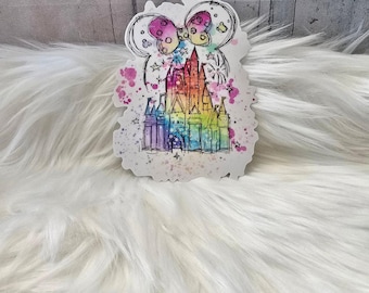 Castillo de Disney colorido / Pegatina para botella de agua / Pegatina colorida / Pegatina impermeable / Pegatina de moda