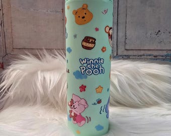 Vaso de plástico de Winnie the Pooh y sus amigos / Vaso de 16 oz / Vaso con tapa / Vaso con pajita / Vaso para café helado