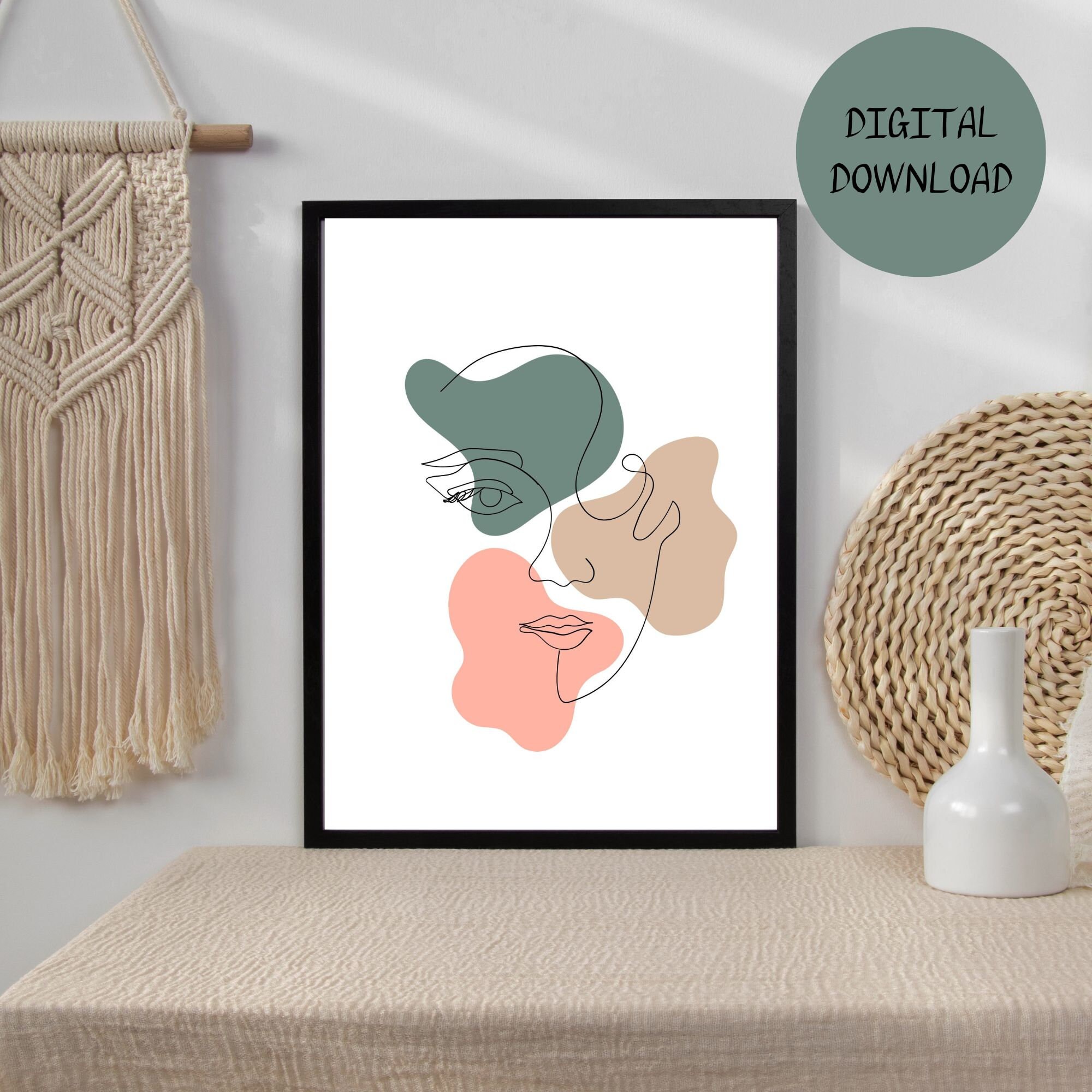 Woman Face Line Art Printable | Minimalist Printable Wall Art | Female ...
