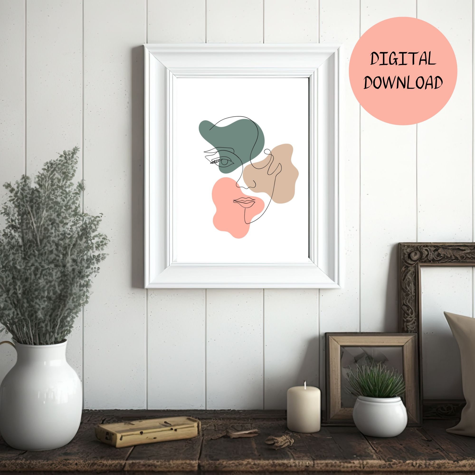 Woman Face Line Art Printable | Minimalist Printable Wall Art | Female ...