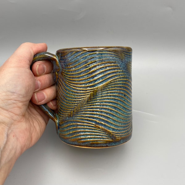 Handmade Ceramic Mug, with Textured Design, by Kingates Pottery on the Isle of Wight. Coffee Mug, Tea Mug, Pottery Mug, Stoneware Mug, Gift