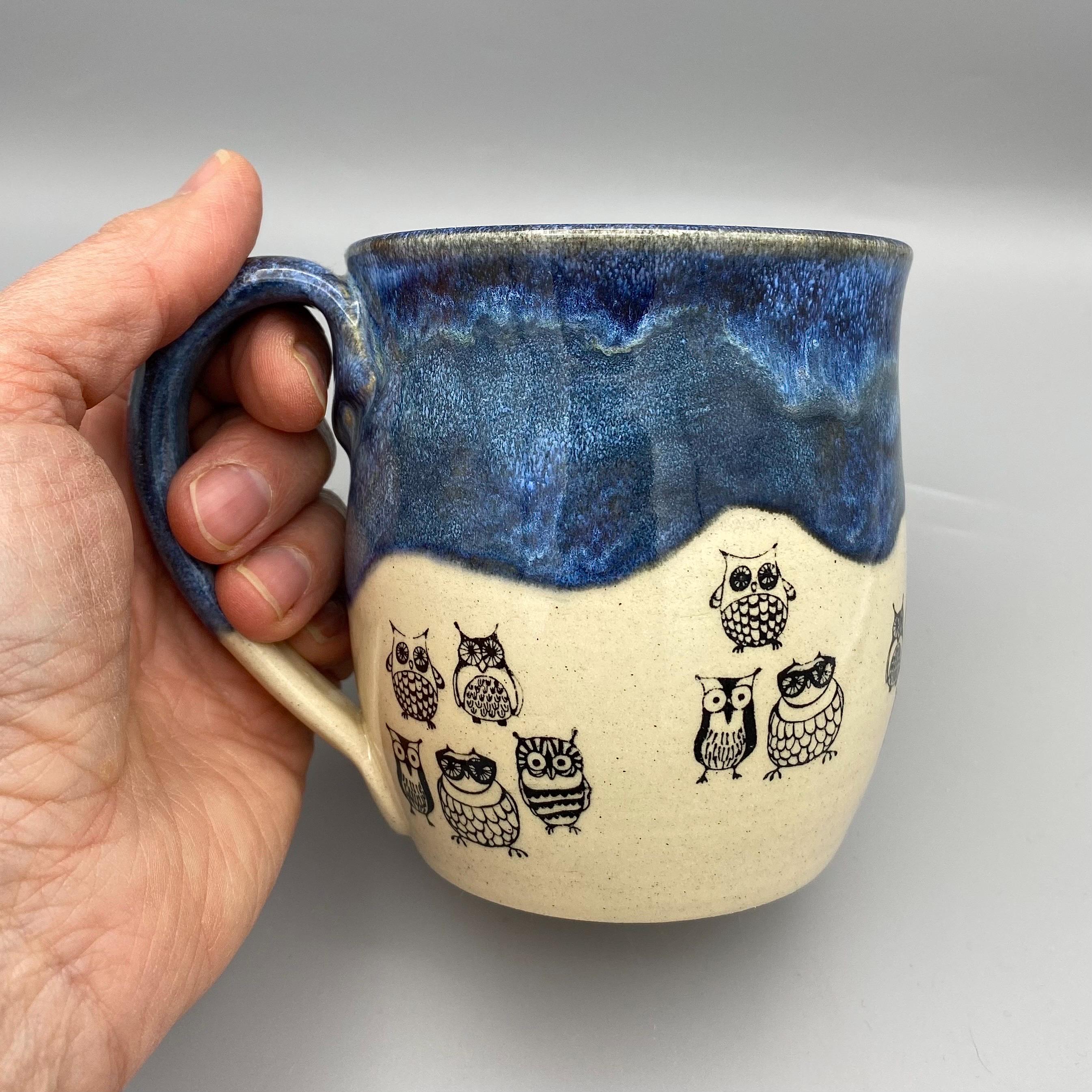 Handmade Ceramic Mug, with Owl Design, by Kingates Pottery on the Isle of Wight. Owl Mug, Coffee Mug