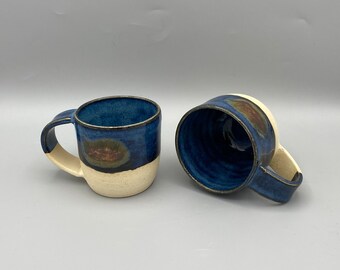 Handmade Ceramic Espresso Cup, with handle, by Kingates Pottery on the Isle of Wight. Size 100ml, 3.5oz.