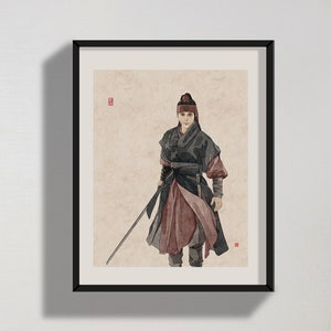 3 color set, Korean swordsman, K-Drama, hanbok, Korean painting, Korean Art, K-Drama poster, Asian art, Korean art print, korean wall deco